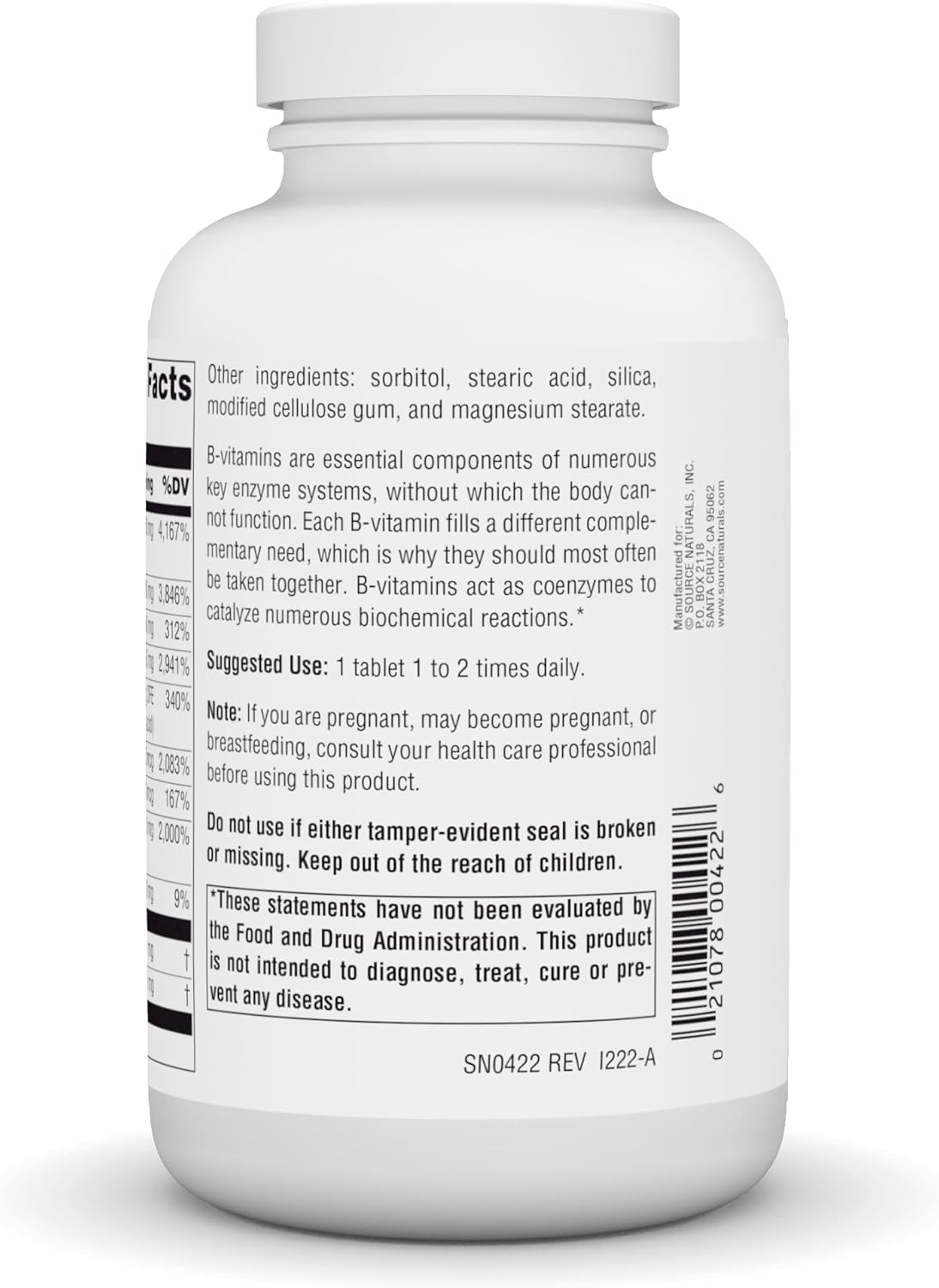 250-Count Source Naturals B-50 Complex 50mg B-Vitamins Tablets for Energy Production Boost