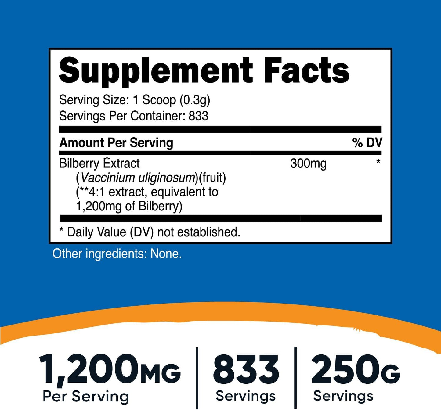 250 Grams Nutricost Bilberry Powder - Gluten Free and Non-GMO Supplement