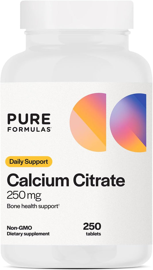 250 mg PureFormulas Calcium Citrate Tablets for Bone & Dental Health - Joint Support - Non-GMO - Men & Women Calcium Supplement