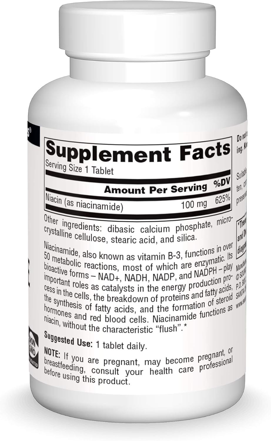 250 Tablets of Source Naturals Niacinamide B-3, 100 mg Dietary Supplement - Supports Energy Production and Metabolism