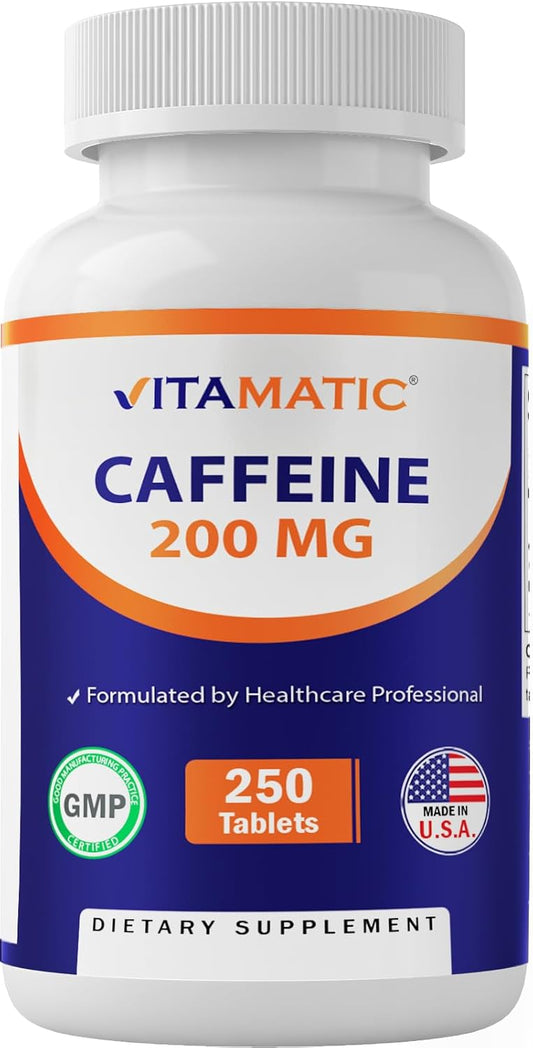 250 Vegetarian Tablets of Vitamatic Caffeine Pills with 200mg per Serving