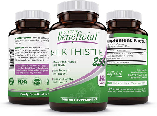25,000 MG Strength Milk Thistle Capsules - 120 Vegan Pills - Liver Cleanse & Detox - Non-GMO - 4 Month Supply