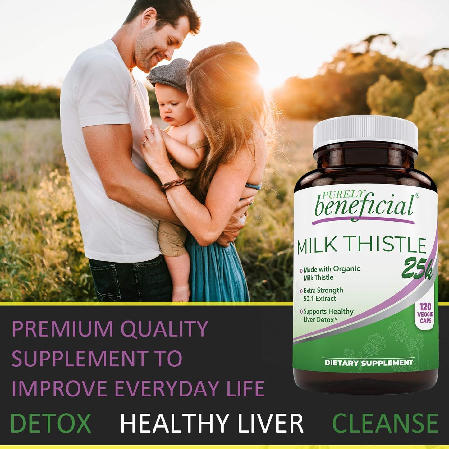 25,000 MG Strength Milk Thistle Capsules - 120 Vegan Pills - Liver Cleanse & Detox - Non-GMO - 4 Month Supply