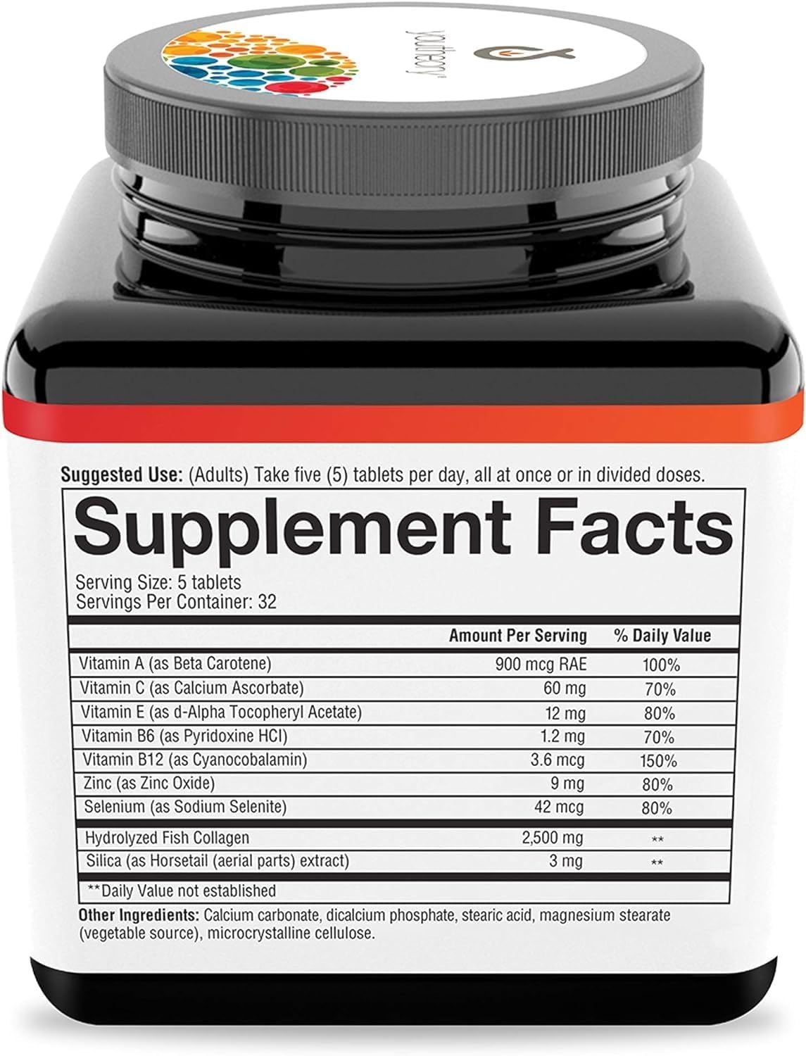 2,500mg Marine Collagen Tablets with Vitamin C & More - Skin Support - Highly Digestible