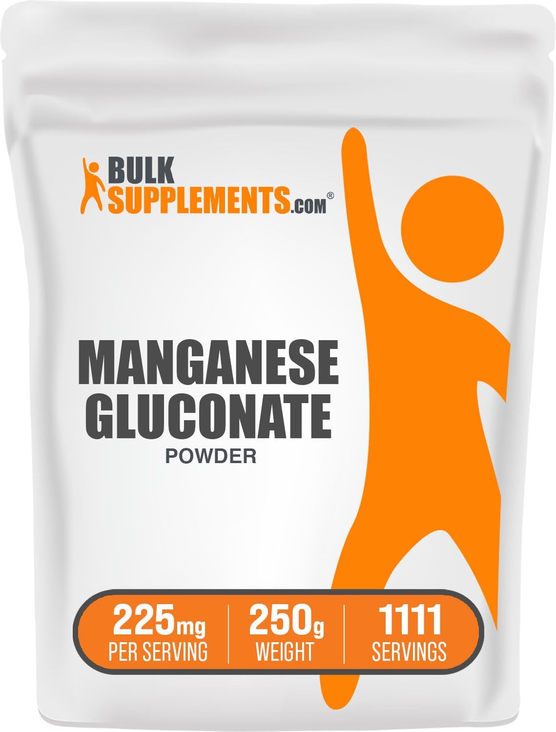 250g Manganese Gluconate Powder - High Absorption Manganese Supplement - Gluten-Free Trace Mineral - 225mg per Serving