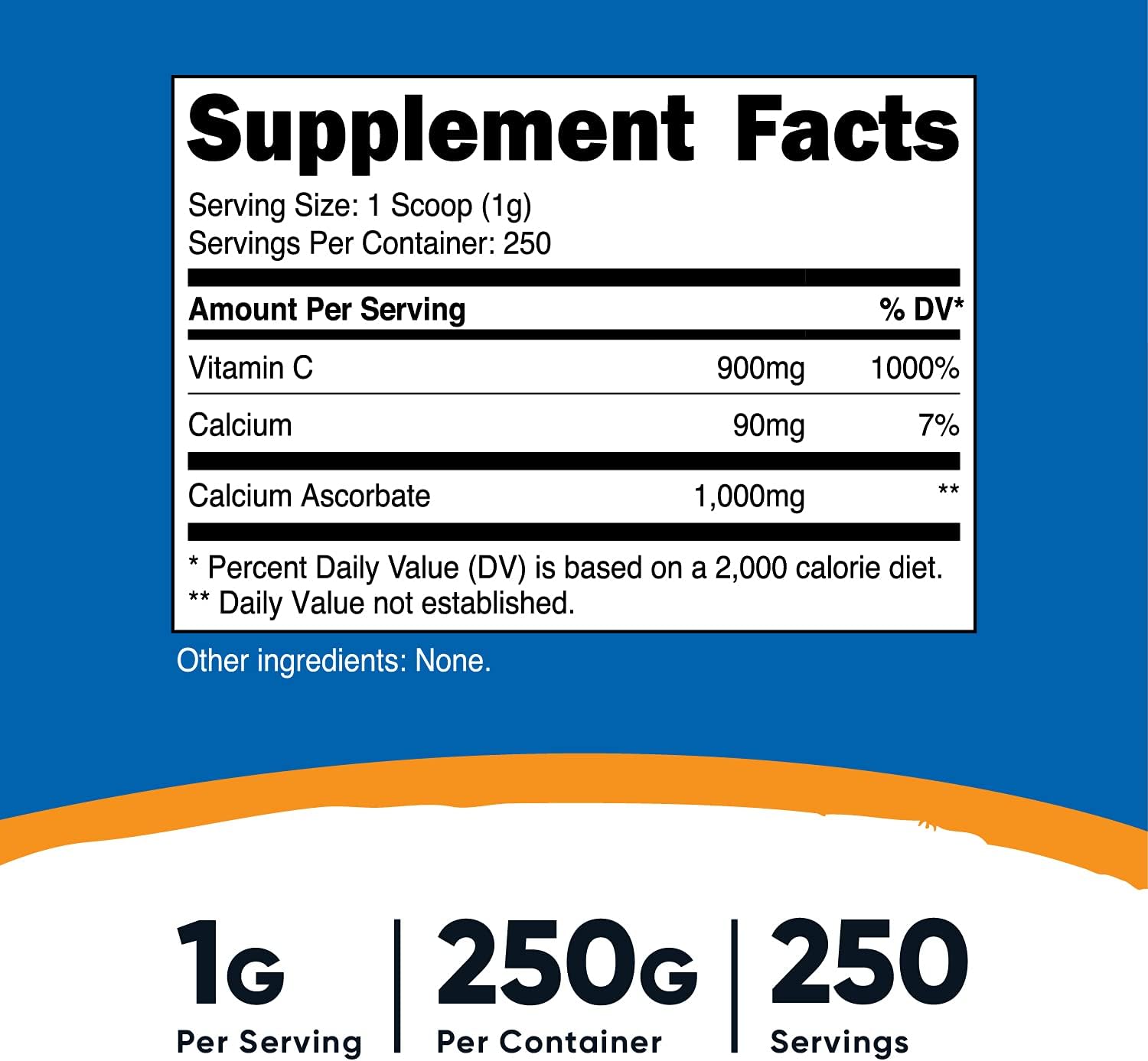 250G Nutricost Calcium Ascorbate Powder - Non-GMO Vitamin C and Calcium Complex with 250 Servings