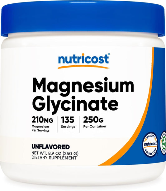 250g Nutricost Magnesium Glycinate Powder - Unflavored Formula
