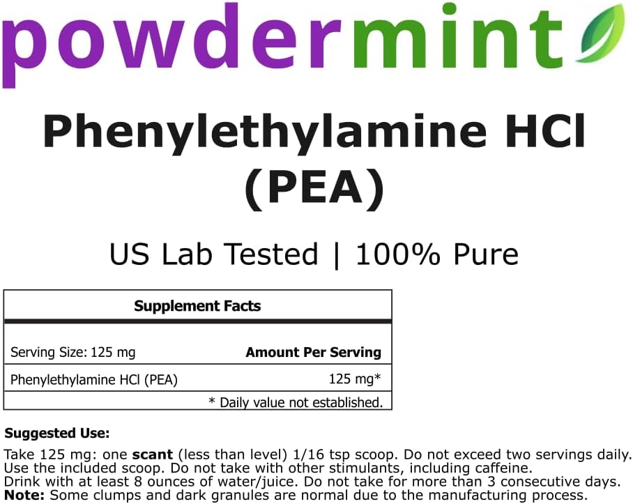 250g Powdermint Beta Phenylethylamine HCl (Pea) Powder for Improved Mood and Energy