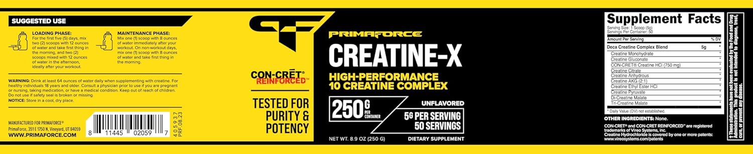250g Primaforce Creatine-X: Powerful 10 Creatine Complex for High Performance - Unflavored