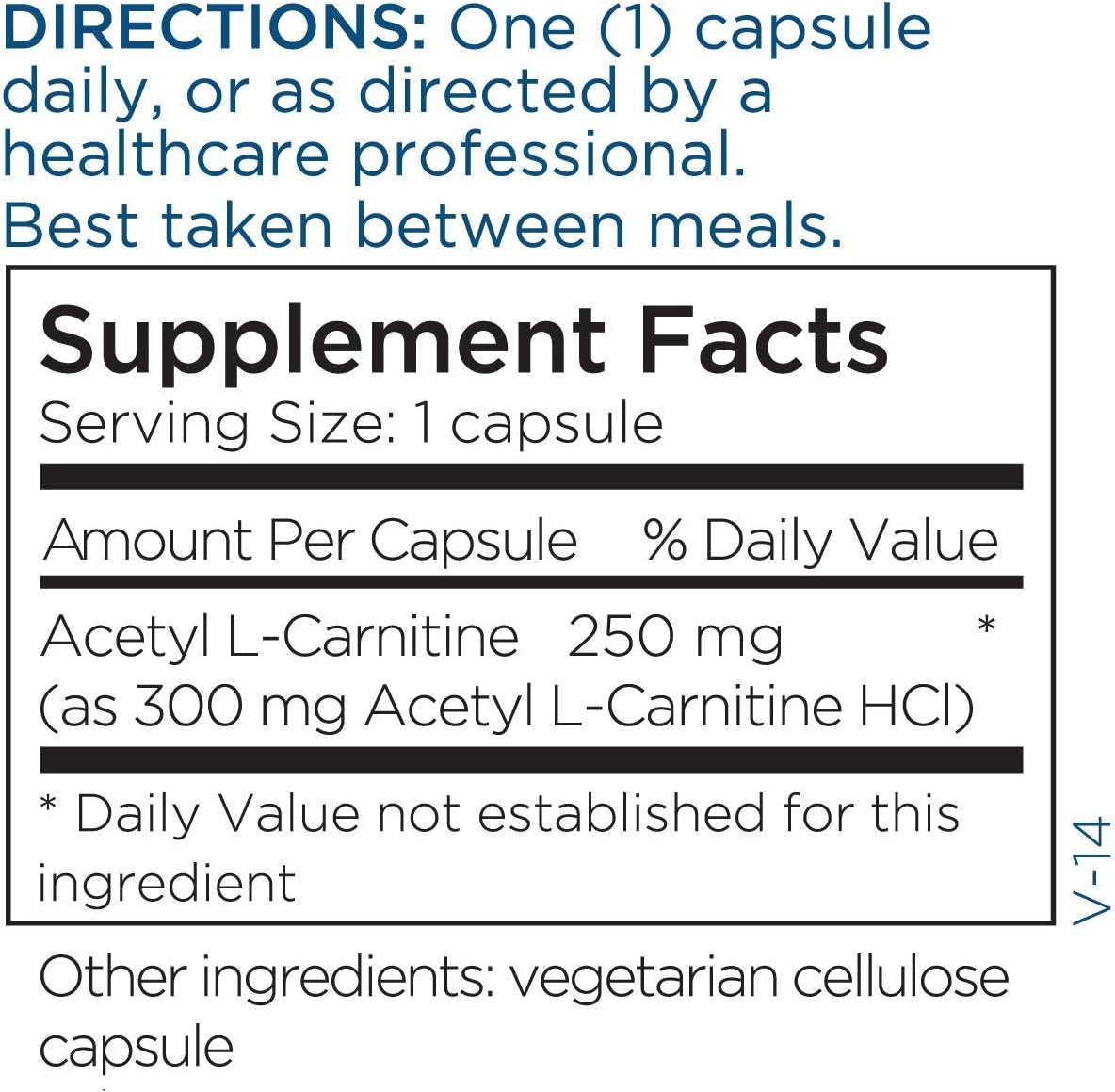 250mg Acetyl L-Carnitine Capsules for Antioxidant, Cognitive, Memory, and Mood Support - Nourishes Brain Nerve Health - 60 Count