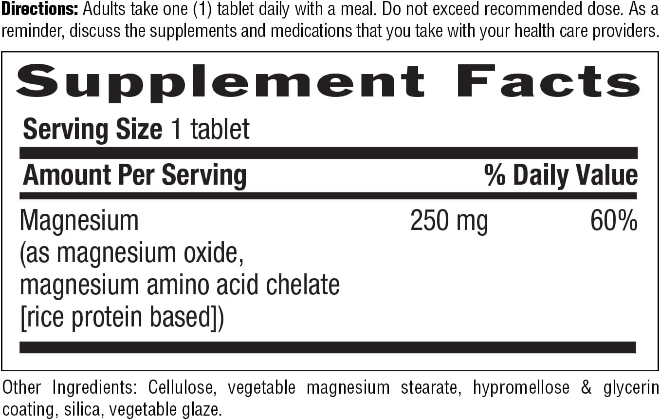 250mg Country Life Chelated Magnesium Supplement for Heart, Bone & Muscle Health - Vegan & Gluten-Free Formula with Magnesium Oxide and Amino Acid Chelate