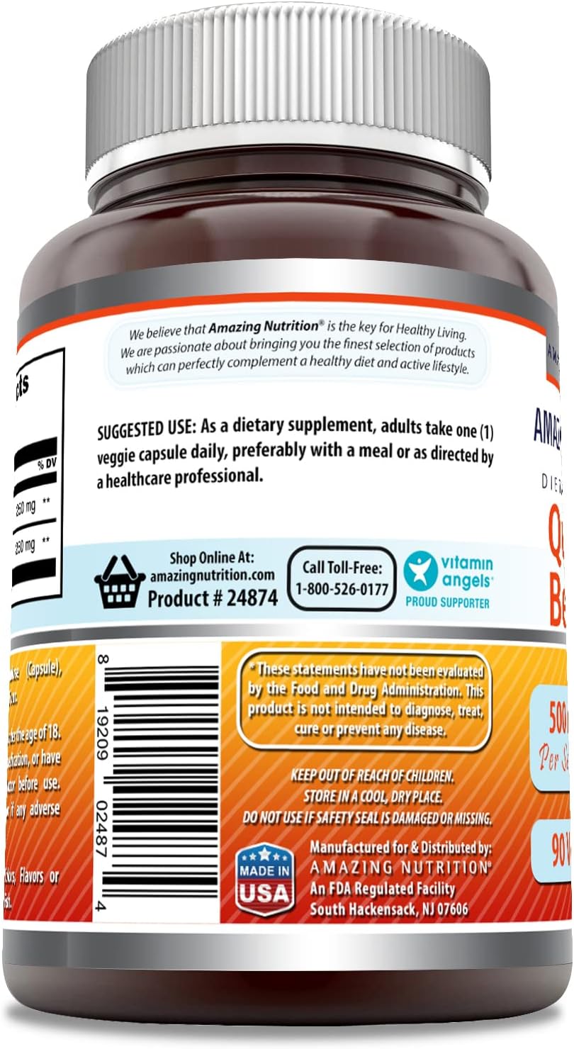 250mg Quercetin Berberine Supplement - 90 Veggie Capsules | Non-GMO, Gluten Free | Made in USA | Ideal for Vegetarians