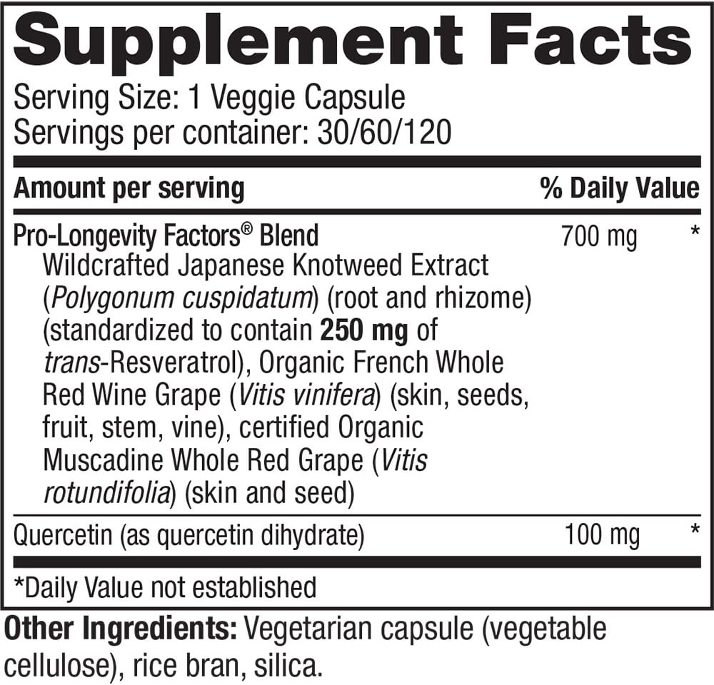 250mg Vegan Resveratrol Supplement for Heart and Cellular Health - Antioxidant for Healthy Aging and Immune Support - 120 Capsules