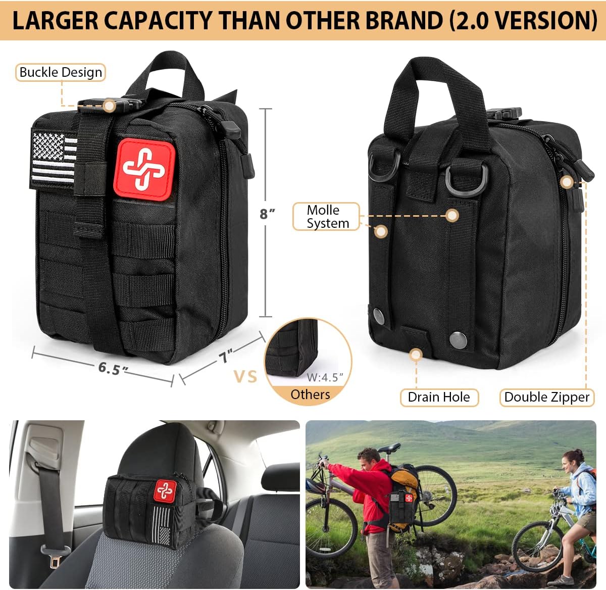 250Pcs First Aid Survival Gear Kit with Molle Bag and Emergency Tent - Ideal for Earthquake, Outdoor Adventure, Hiking, Hunting - Great Gifts for Men and Women