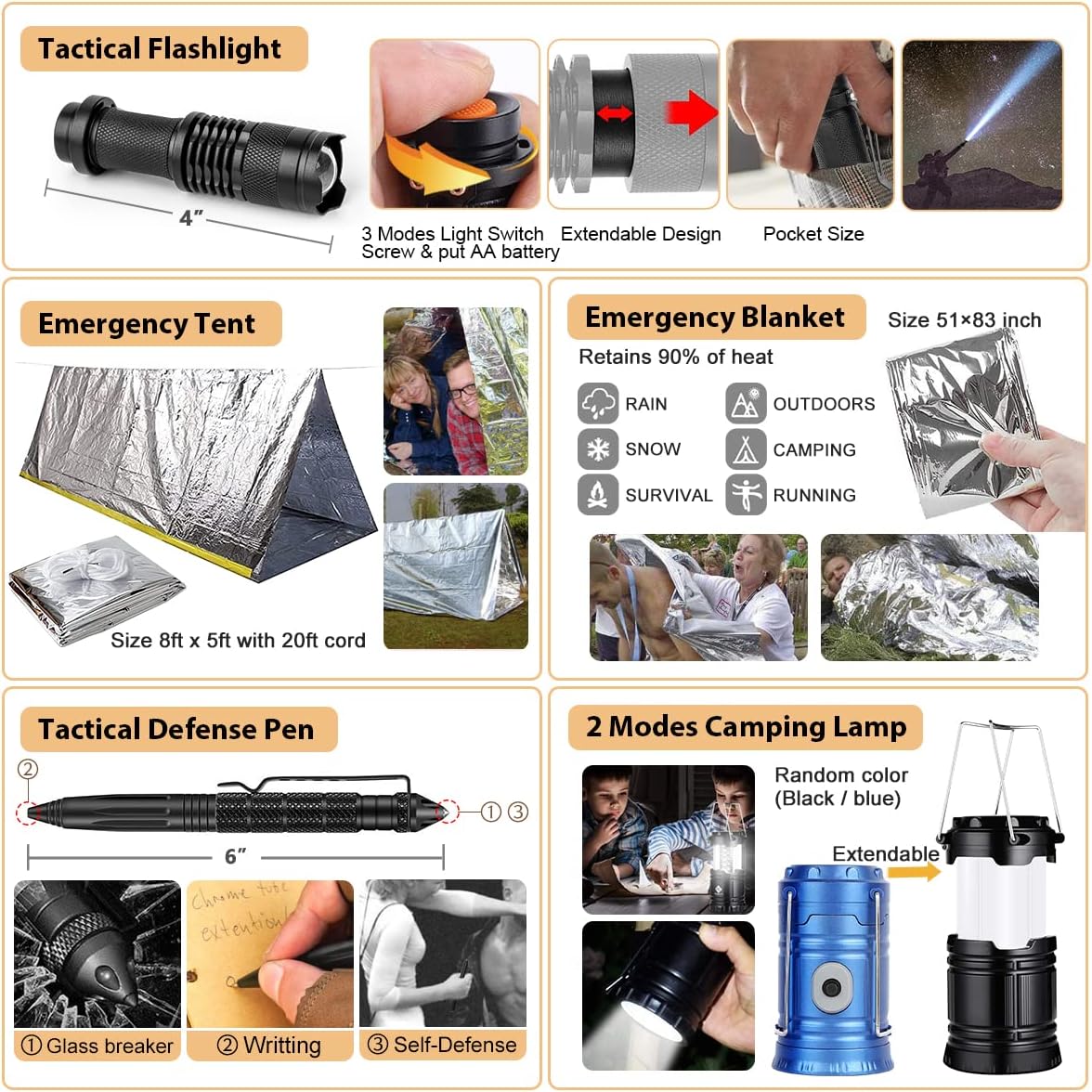 250Pcs First Aid Survival Gear Kit with Molle Bag and Emergency Tent - Ideal for Earthquake, Outdoor Adventure, Hiking, Hunting - Great Gifts for Men and Women