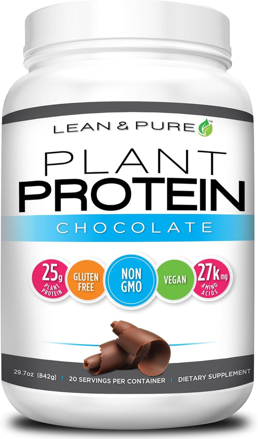 25g Lean & Pure Plant Protein Powder, Non GMO, Vegan, Gluten Free, Low Carb, 842g, Chocolate Flavor
