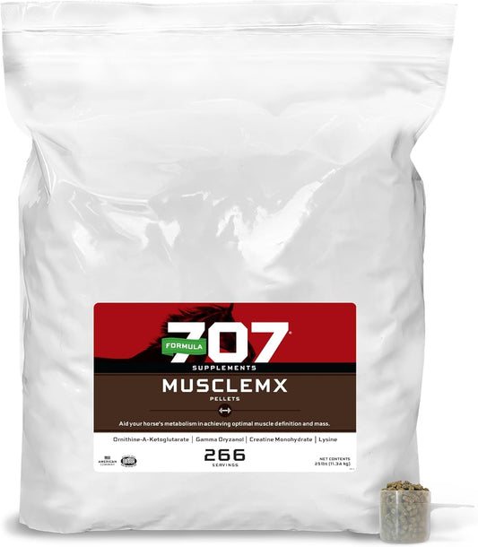 25lb Refill Bag of Formula 707 MuscleMx Equine Supplement for Conditioning and Muscle Building in Horses with Lysine, Gamma Oryzanol, Creatine, and OKG