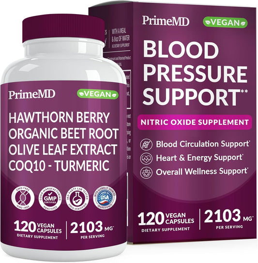 26-in-1 Nitric Oxide Supplement for Heart Health - Blood Pressure Support with Coq 10, Beet Root, Hawthorn Berry, Garlic - 2103mg (120 ct)