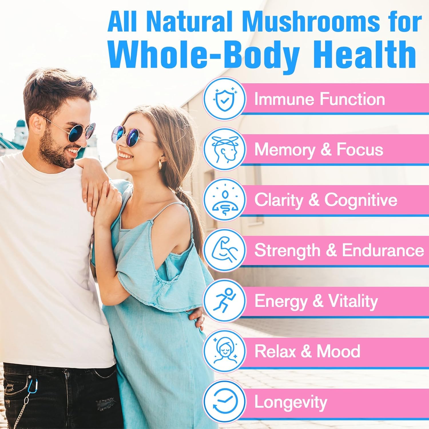 2600mg Mushroom Supplement with Lions Mane, Cordyceps, Reishi, Turkey Tail, Chaga - Memory, Focus, Mood, Immunity - 120 Capsules