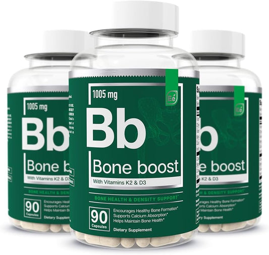270 Capsules Essential Elements Bone Boost Bone Health Supplement with Vitamin D3, K2, and Cissus Quadrangularis for Bone Strength - 90 Day Supply - Pack of 3