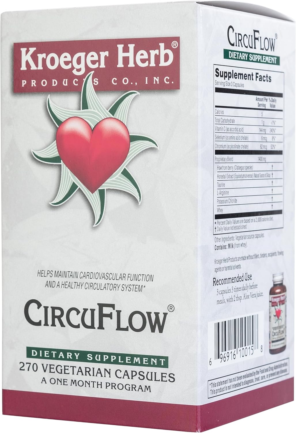 270 Capsules of Kroeger Herb Circu Flow Supplement for Improved Circulation