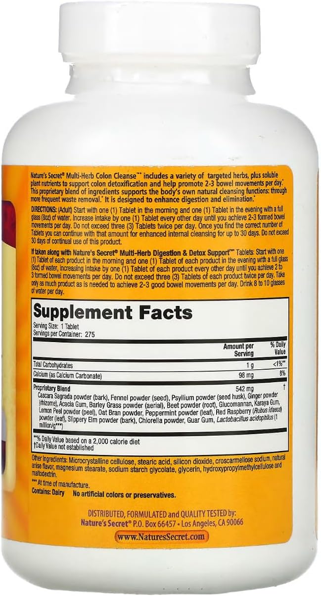 275-Count Nature's Secret Multi-Herb Colon Cleanse Tablets for Digestive Health