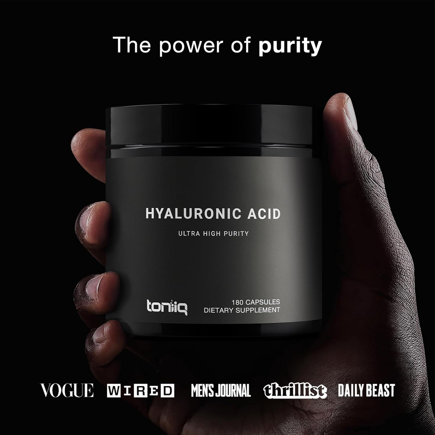 275mg High Strength Hyaluronic Acid Capsules with Vitamin C - 95%+ Pure & Bioavailable - Non-GMO Fermentation - 180 Capsules