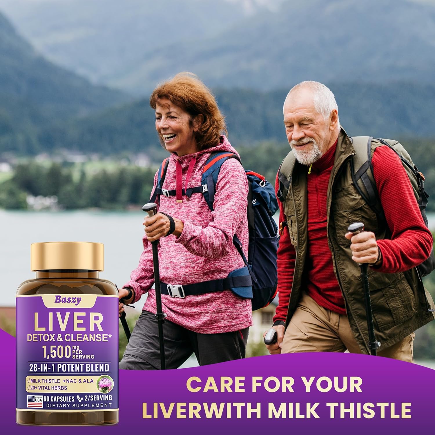 28-in-1 Liver Cleanse Detox & Repair Supplement - 1500mg Liver Health Support with Milk Thistle, Dandelion Root, Artichoke Extract, and More - USA-Made Liver Support - 60 Capsules