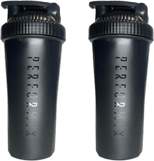 28-Ounce Black Shaker Bottle 2-Pack for Protein Shakes, Pre Workout, and Supplements with Plastic Whisk for Perfect Mixing