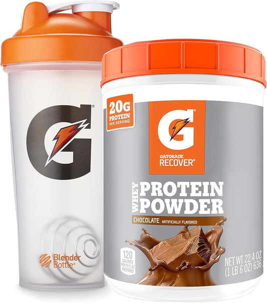 28 Ounce Gatorade Shaker Bottle & Chocolate Whey Protein Powder Bundle for Gym