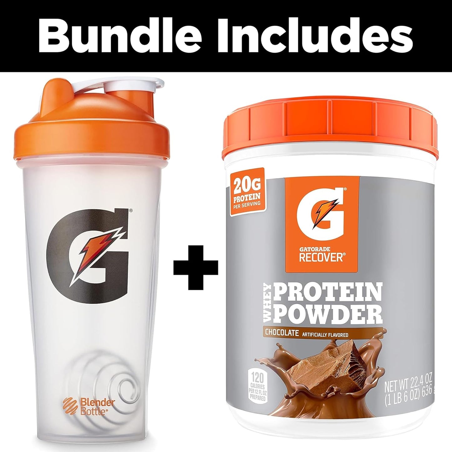 28 Ounce Gatorade Shaker Bottle & Chocolate Whey Protein Powder Bundle for Gym
