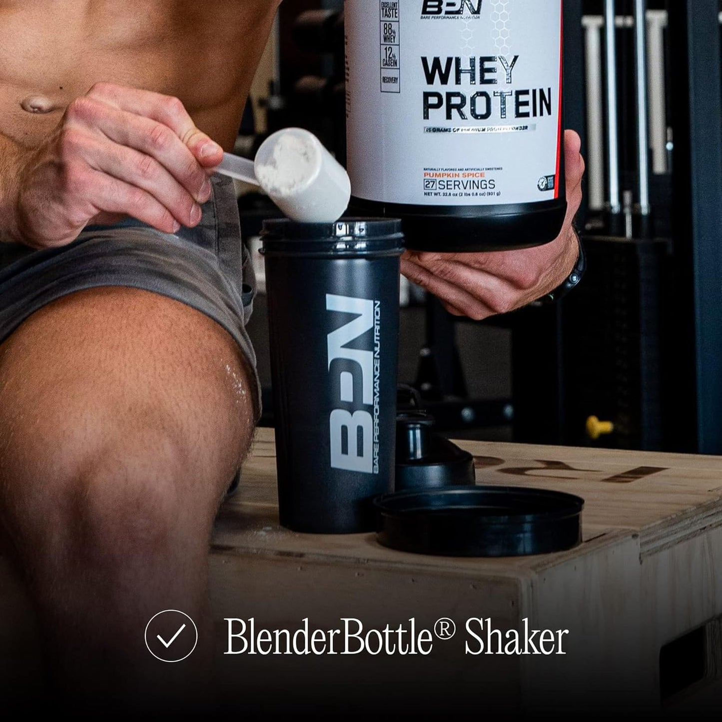 28 oz Black Blender Bottle Shaker with Wire Whisk by BARE PERFORMANCE NUTRITION