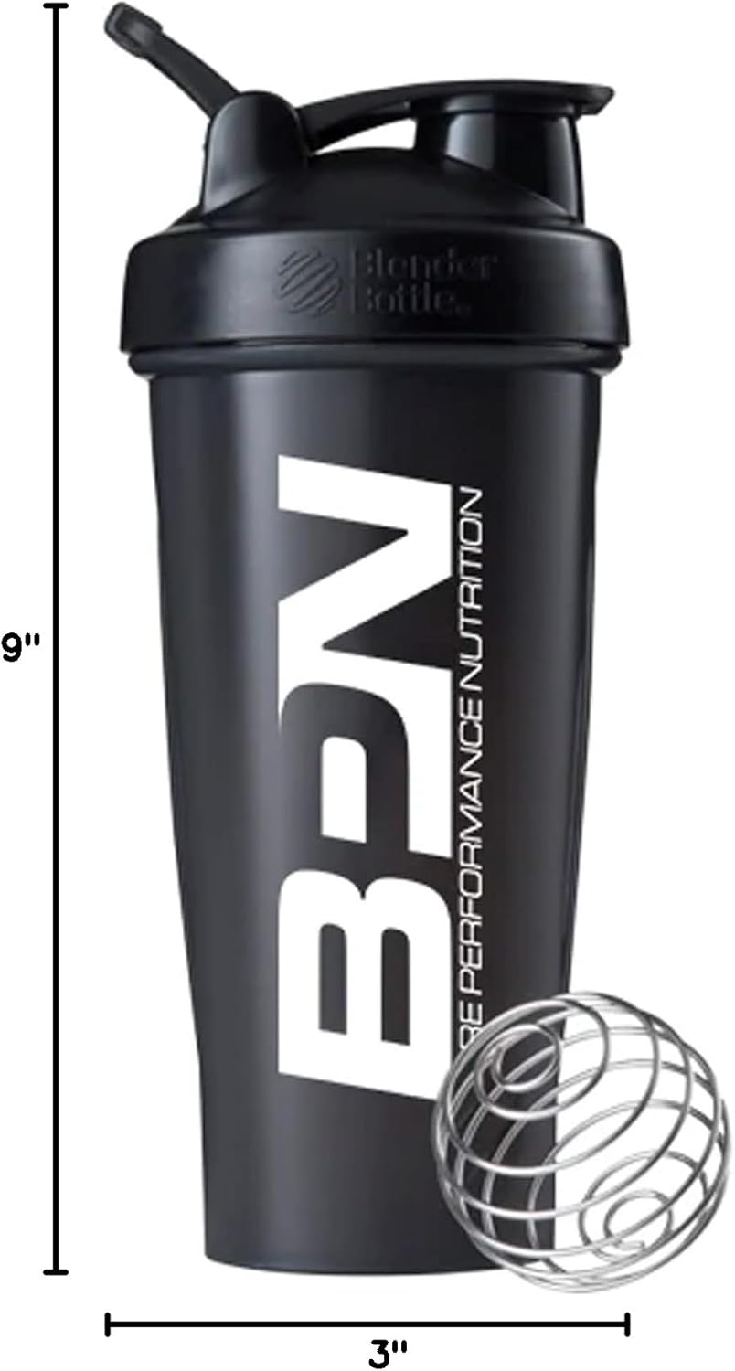 28 oz Black Blender Bottle Shaker with Wire Whisk by BARE PERFORMANCE NUTRITION