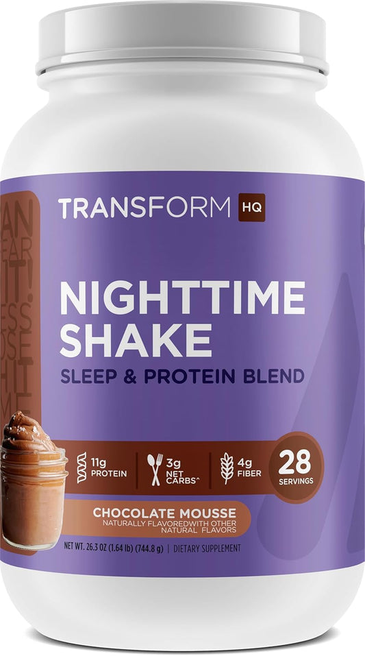 28 Servings of TransformHQ Nighttime Shake with Sleep + Protein Blend in Chocolate Mousse Flavor