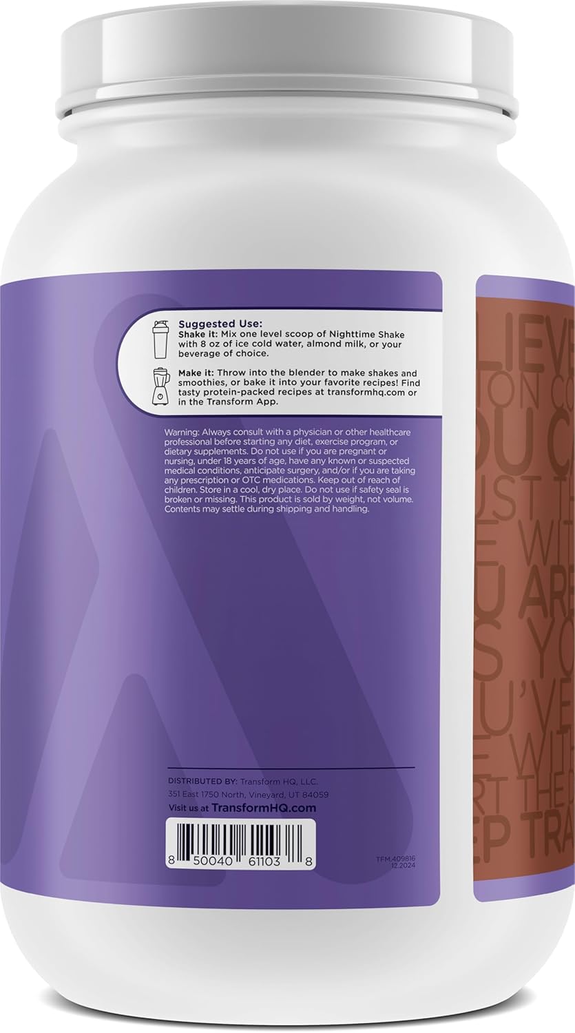 28 Servings of TransformHQ Nighttime Shake with Sleep + Protein Blend in Chocolate Mousse Flavor