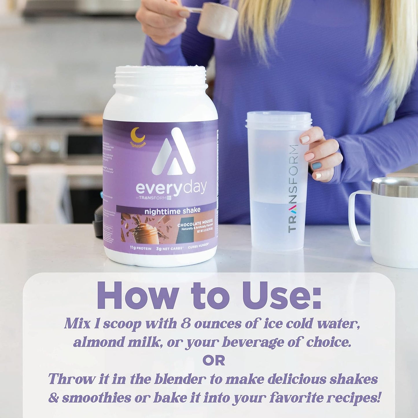 28 Servings of TransformHQ Nighttime Shake with Sleep + Protein Blend in Chocolate Mousse Flavor
