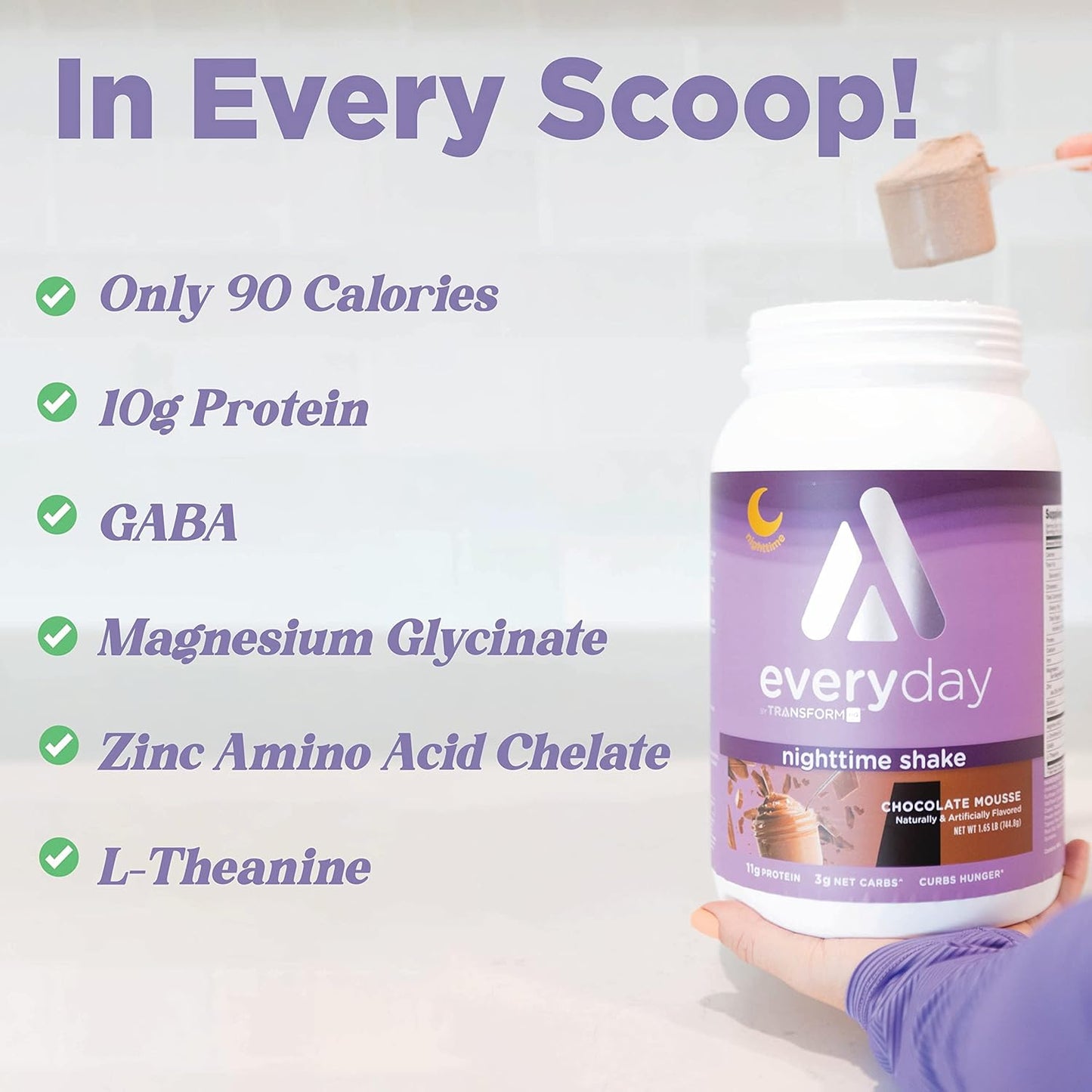 28 Servings of TransformHQ Nighttime Shake with Sleep + Protein Blend in Chocolate Mousse Flavor