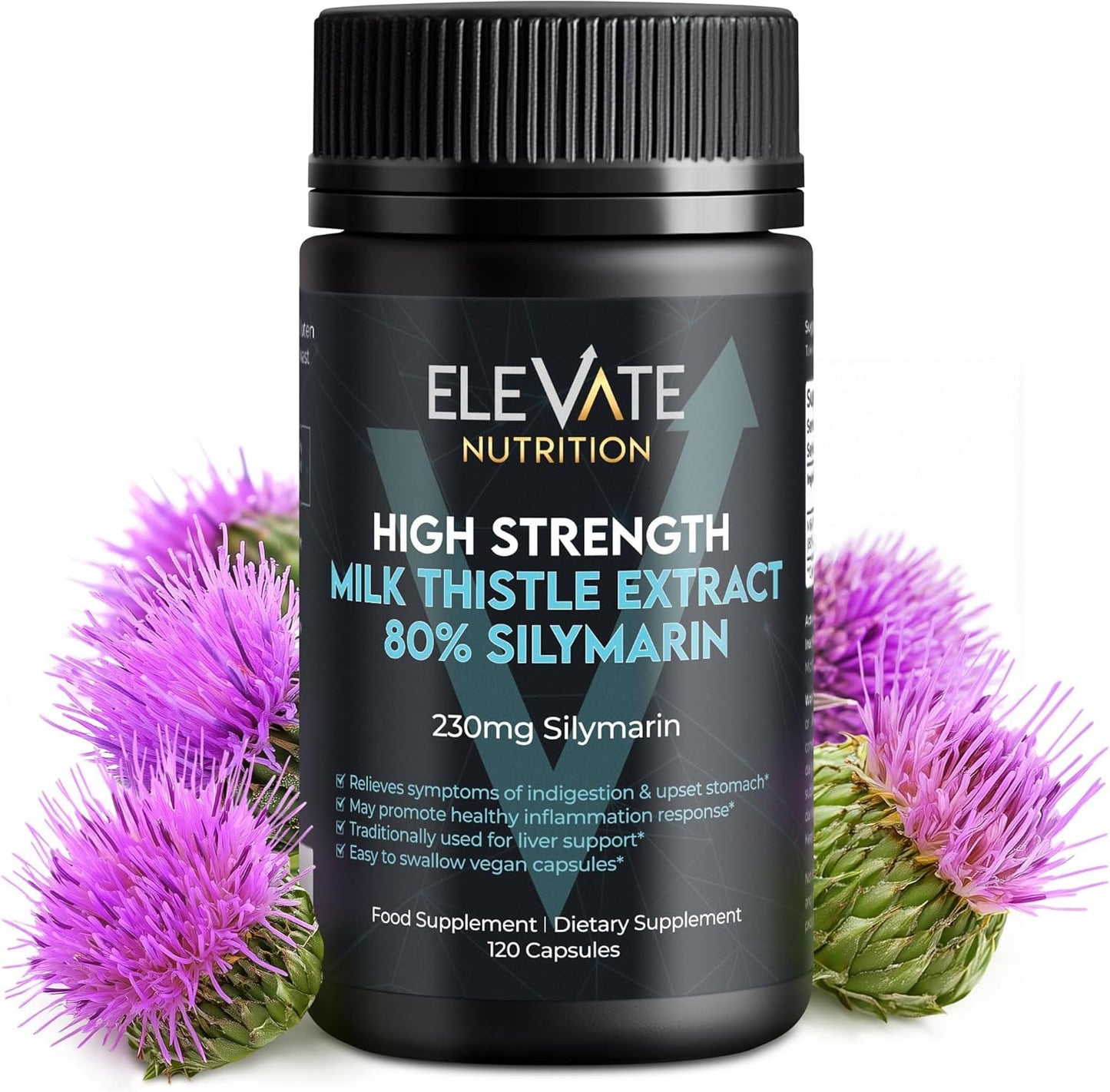 288mg Milk Thistle Capsules - 80% Silymarin Extract - Liver & Digestive Support - 120 Vegan Capsules