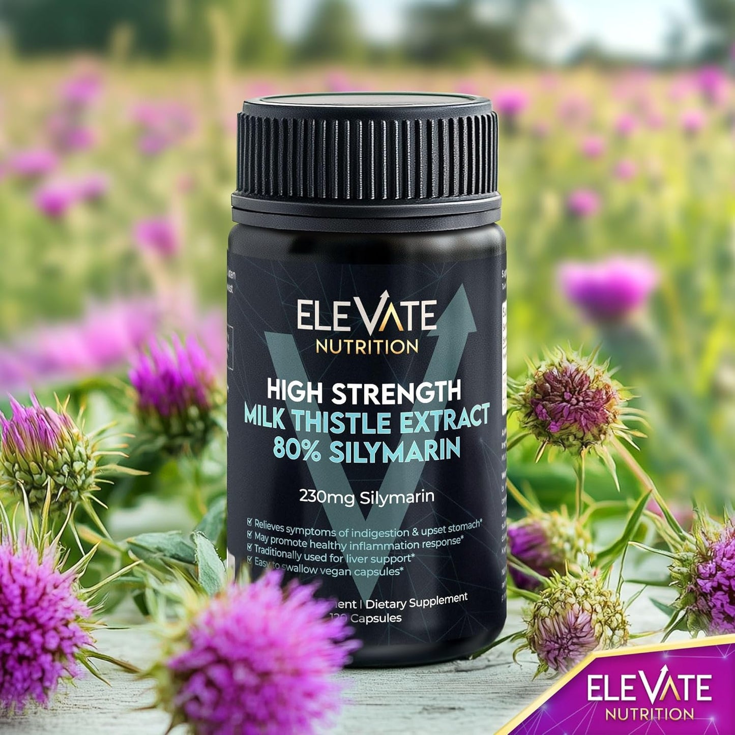 288mg Milk Thistle Capsules - 80% Silymarin Extract - Liver & Digestive Support - 120 Vegan Capsules