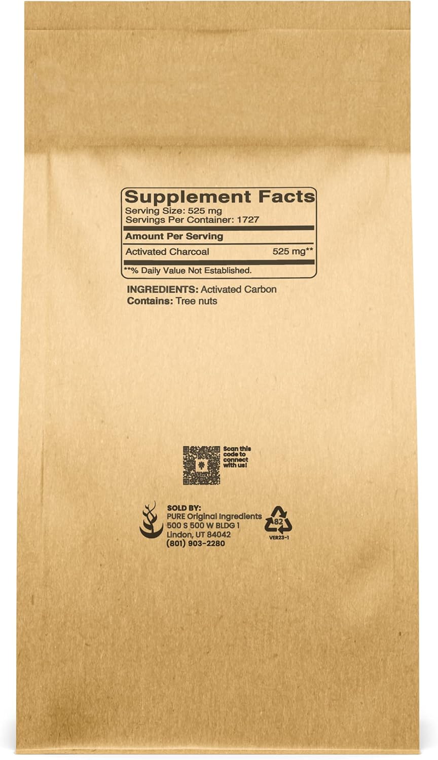 2lb Activated Charcoal Powder - Pure Original Ingredients, Activated Carbon, Vegan, Non-GMO - Detox and Cleanse