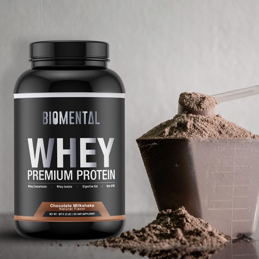2lb Biomental Chocolate Whejson Protein Powder - Premium Fitness Nutrition Supplement for Muscle Growth & Recovery - No Artificial Flavors or Sweeteners
