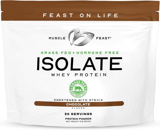 2lb Chocolate Grass-Fed Whey Protein Isolate, Hormone-Free Pasture Raised - Muscle Feast