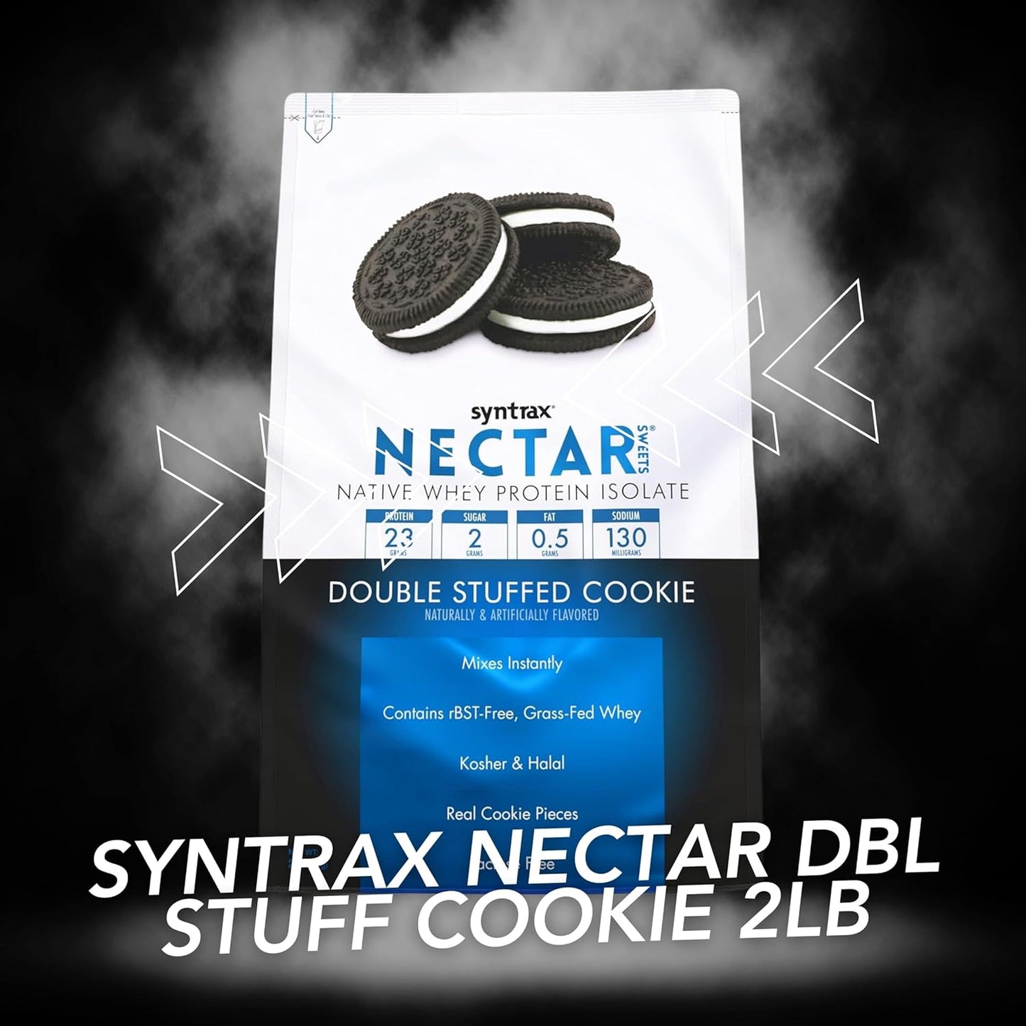 2lb Double Stuffed Cookie Flavor Nectar Sweets Whey Isolate Protein Powder Bundle with Free Worldwide Nutrition Keychain - Gluten and Lactose-Free