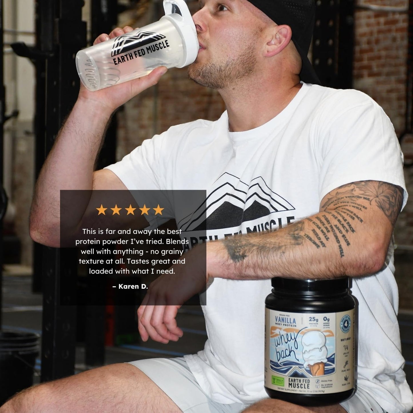2lb Earth Fed Muscle Vanilla Grass-Fed Whey Protein - No Fillers, Flow Agents, Soy, GMOs, Hormones - Pure Whey
