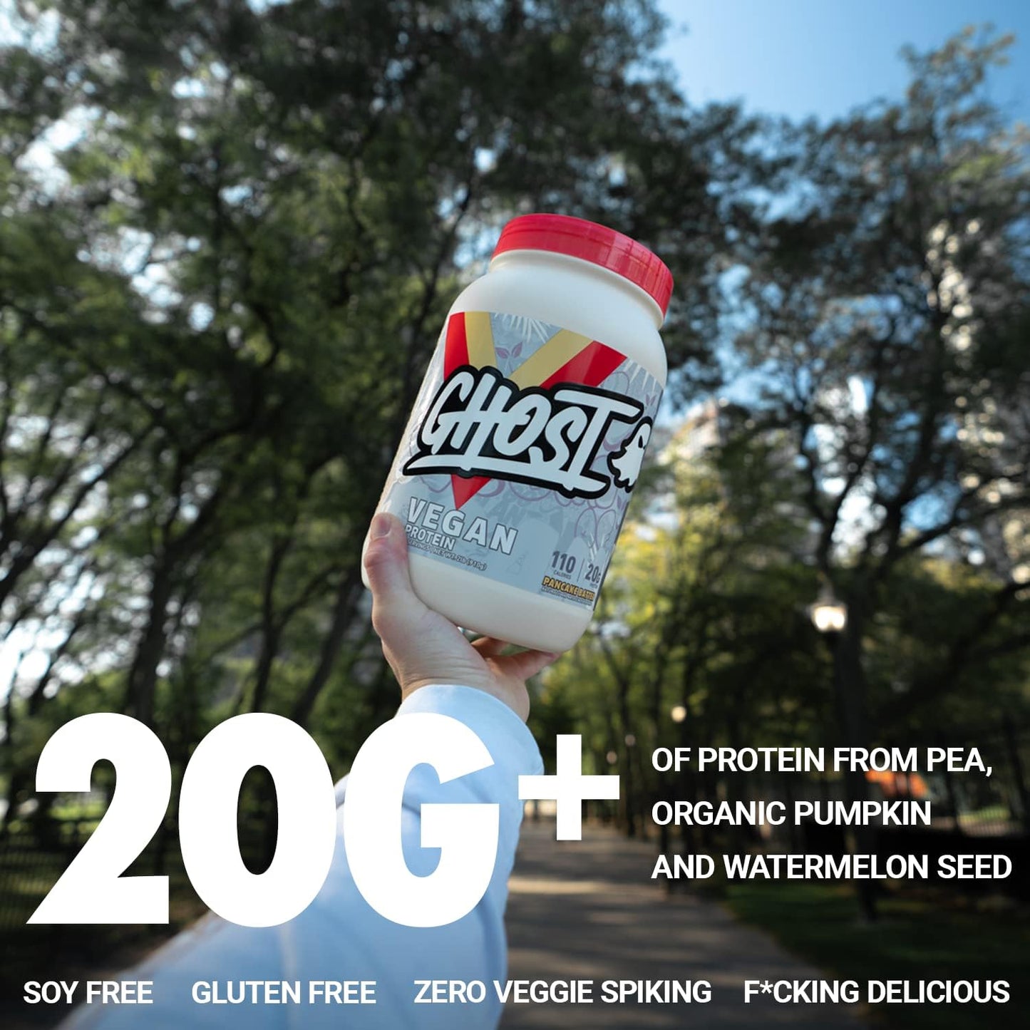 2lb GHOST Vegan Protein Powder, Banana Pancake Batter - 20g Plant-Based Protein - Pea & Pumpkin Protein - Post Workout & Nutrition Shake, Smoothie, Baking - Soy & Gluten-Free