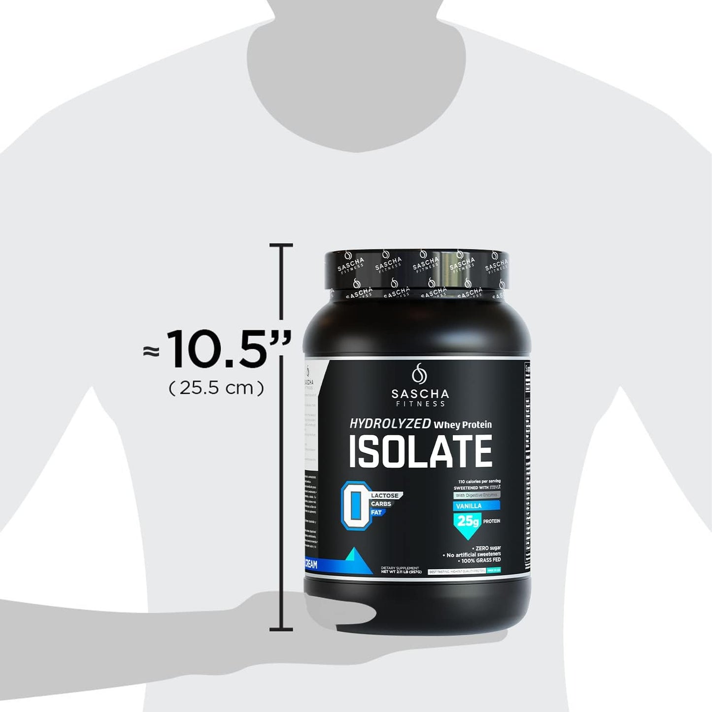 2lb Grass-Fed Vanilla Hydrolyzed Whey Protein Isolate by SASCHA FITNESS