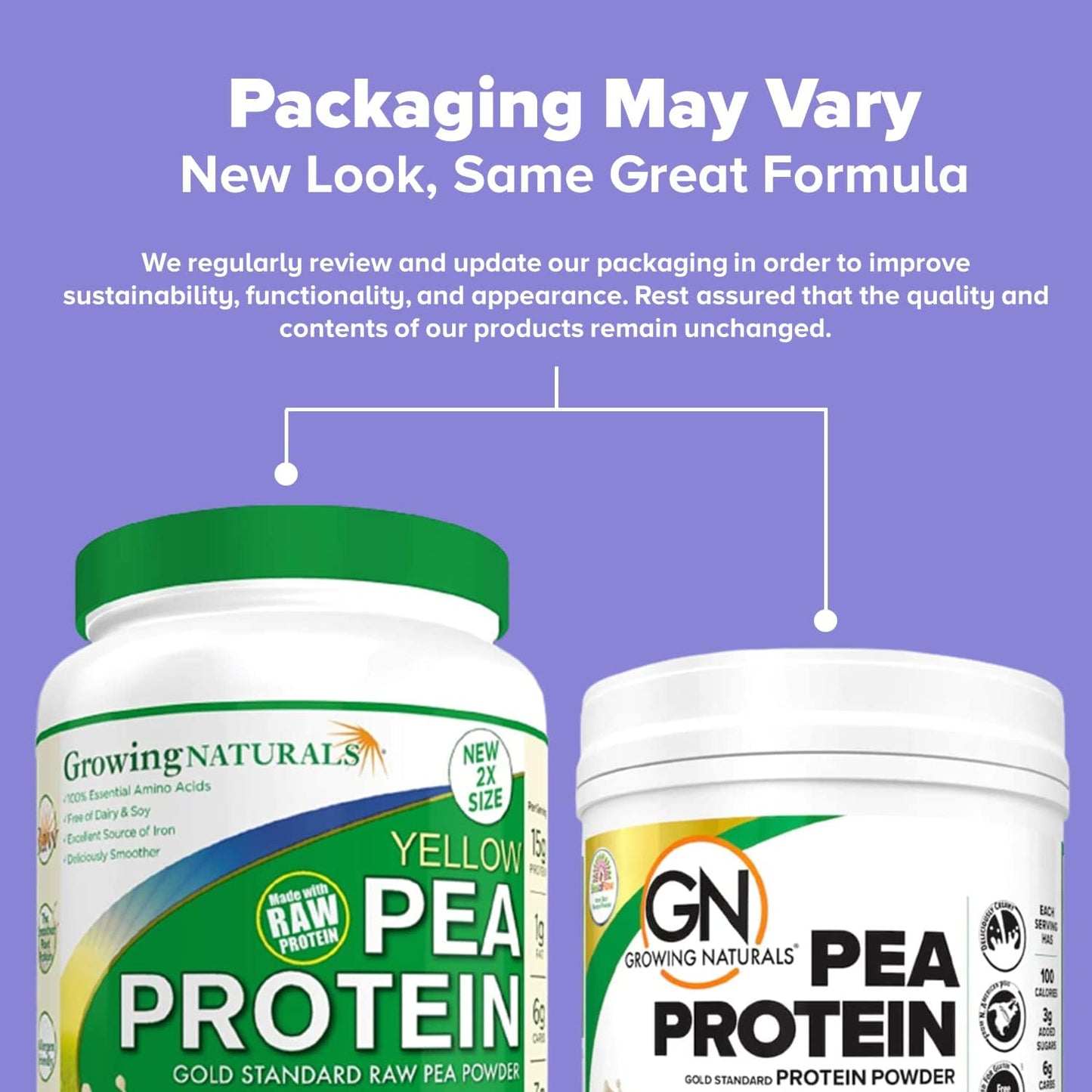 2lb Growing Naturals Raw Pea Protein Powder - Vegan, Plant-Based, BCAA, Low-Carb, Low-Sugar - Original Unflavored