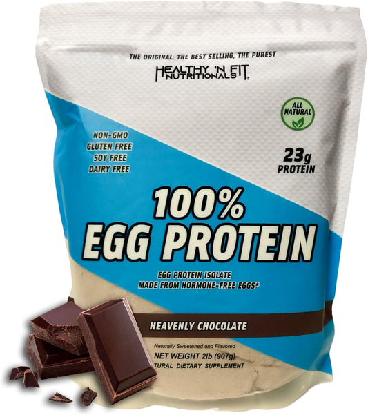 2lb Healthy 'N Fit Chocolate 100% Egg Protein Powder - Lactose & Sugar-Free, Naturally Sweetened
