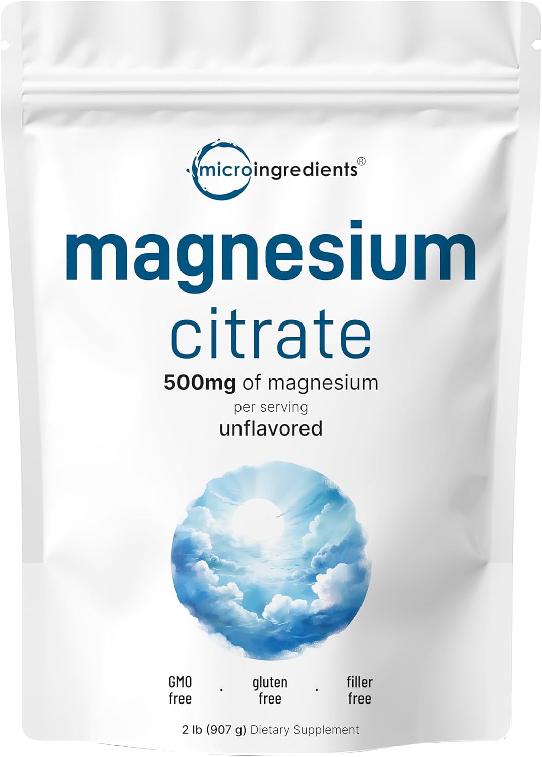 2lb Micro Ingredients Pure Magnesium Citrate Powder - Filler Free, Vegan, for Relaxation and Nutrient Absorption