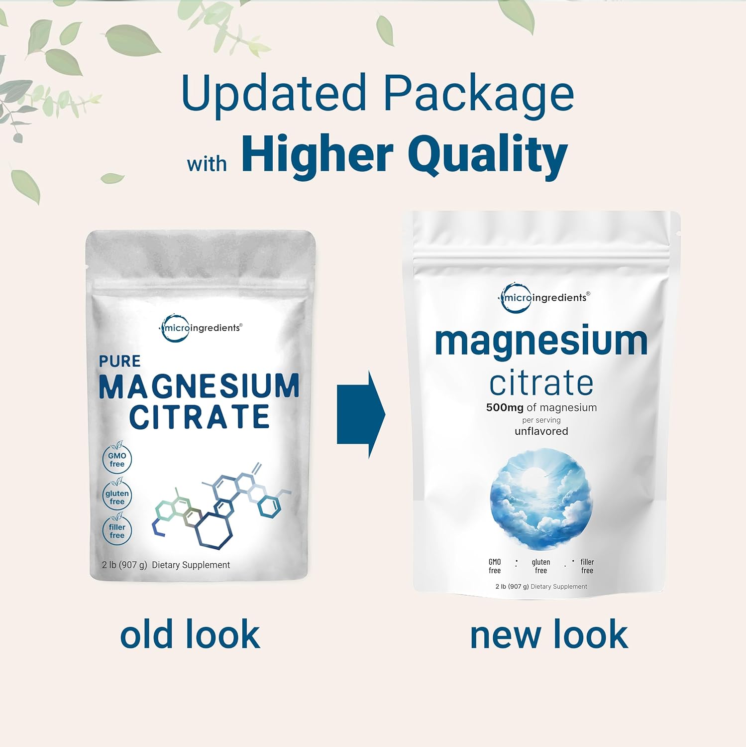 2lb Micro Ingredients Pure Magnesium Citrate Powder - Filler Free, Vegan, for Relaxation and Nutrient Absorption